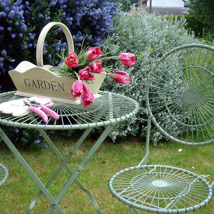 Green wire garden bistro set Bliss and Bloom
